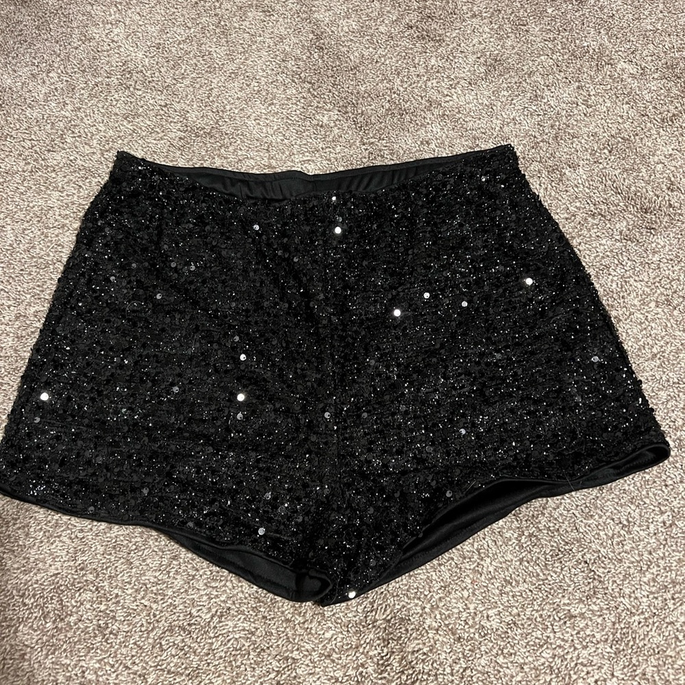 Sequin black shorts